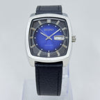 Vintage Style Watch - Seiko Automatic 21 Jewels Blue Dial Day Date Mod