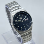 Seiko 5 Automatic Men's Watch Black Railway Time Dial 36mm Day-Date Japan