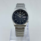 Seiko 5 Automatic Men's Watch Black Railway Time Dial 36mm Day-Date Japan