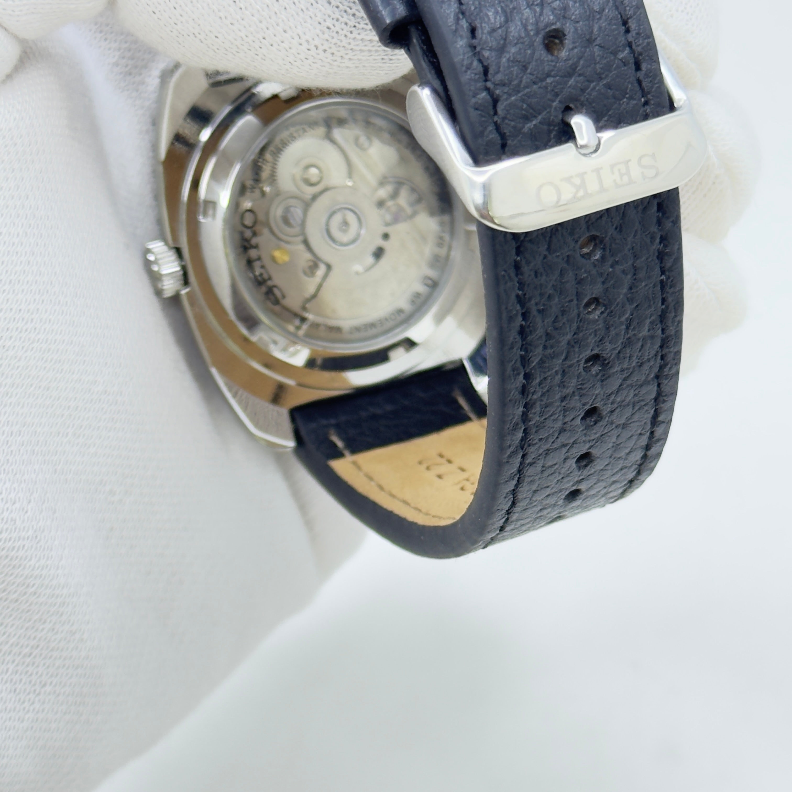 Vintage Style Watch - Seiko Automatic 21 Jewels Blue Dial Day Date Mod
