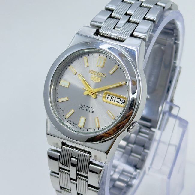 Seiko 5 - 7S26-01R0 Automatic Men's Watch Day Date Stainless Steel Japan Made Hover Image