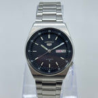 Seiko 5 Automatic Men's Watch Black Railway Time Dial 36mm Day-Date Japan