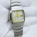 Vintage Seiko 5 Square Automatic Wristwatch – Silver & Gold Accents