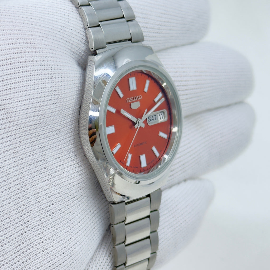 Seiko 5 - Custom Vintage Style Automatic Mens Watch 6309 Orange Dial