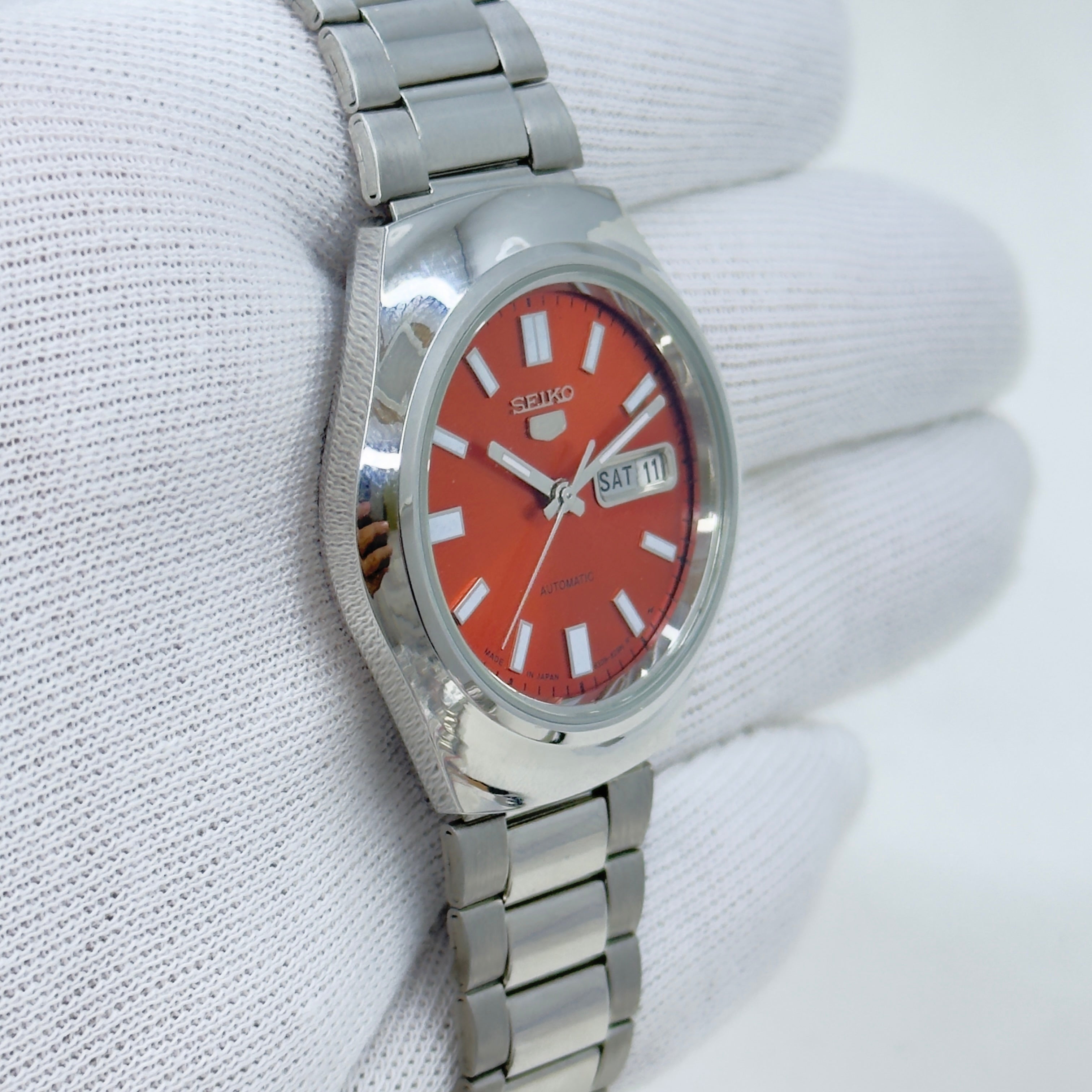 Seiko 5 - Custom Vintage Style Automatic Mens Watch 6309 Orange Dial
