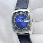 Vintage Style Watch - Seiko Automatic 21 Jewels Blue Dial Day Date Mod