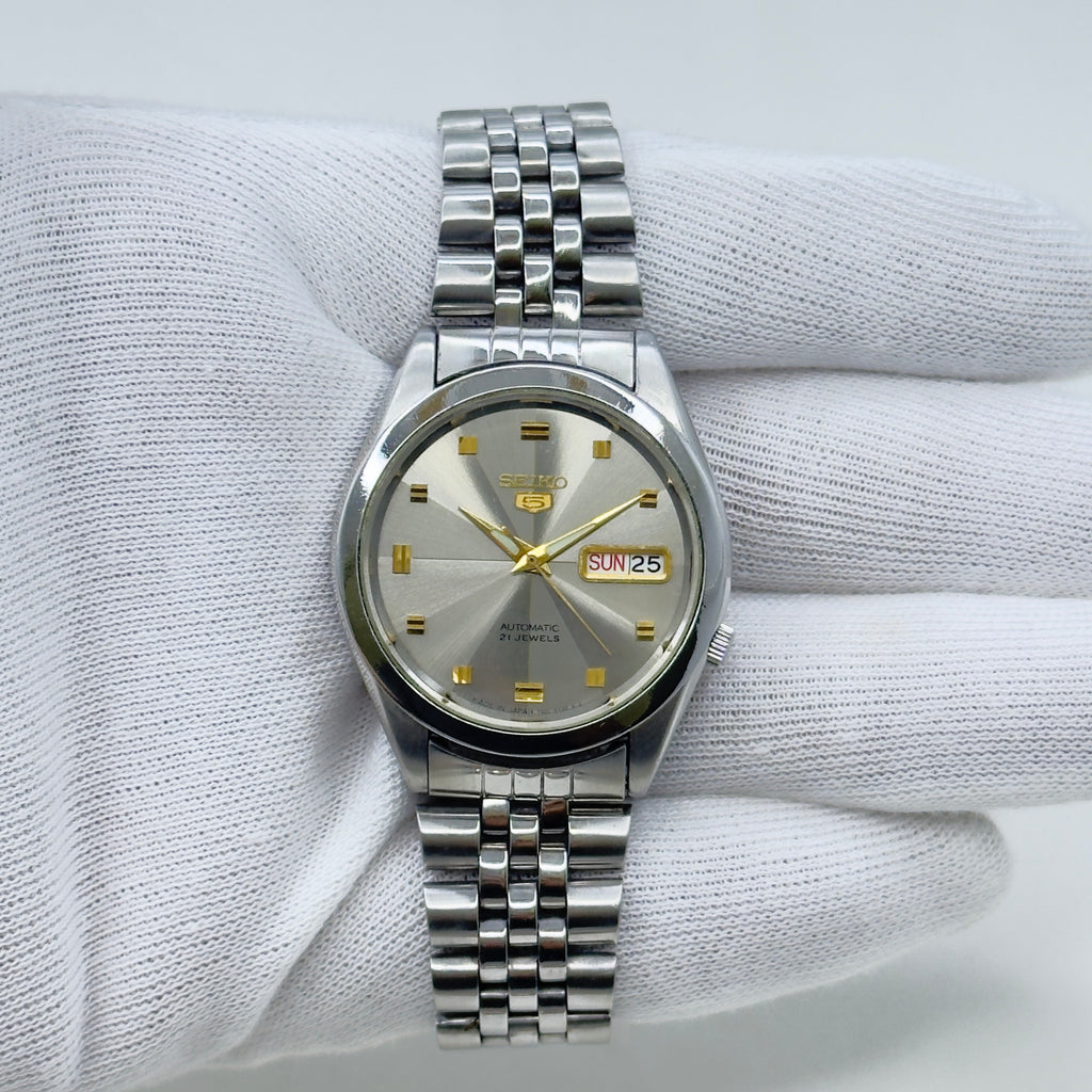 Seiko 5 - 7S26-00X0 Automatic Men's Watch Day Date Stainless Steel Japan Made