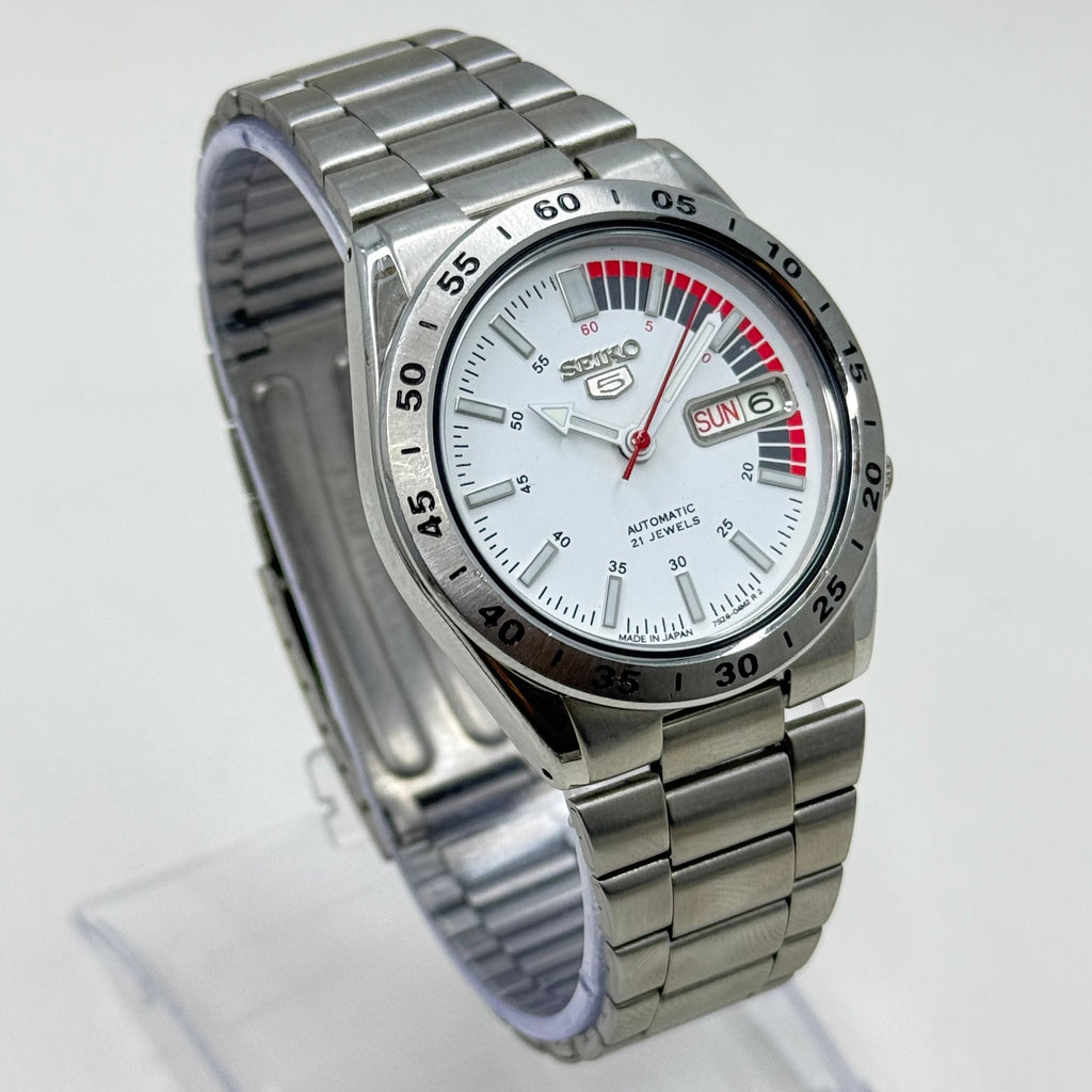 Seiko 5 -  Automatic Watch 21-J White Dial Vintage Style Mod