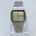 Vintage Seiko 5 Square Automatic Wristwatch – Silver & Gold Accents