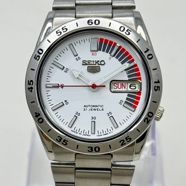 Seiko 5 -  Automatic Watch 21-J White Dial Vintage Style Mod Main Image