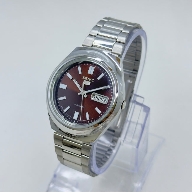Seiko 5 - Custom Vintage Style Automatic Mens Watch 6309  Brown Sunburst Dial Hover Image