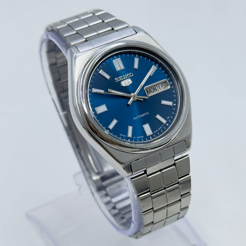 Vintage Seiko 5 Automatic Blue Dial Day-Date Japan Made
