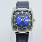 Vintage Style Watch - Seiko Automatic 21 Jewels Blue Dial Day Date Mod