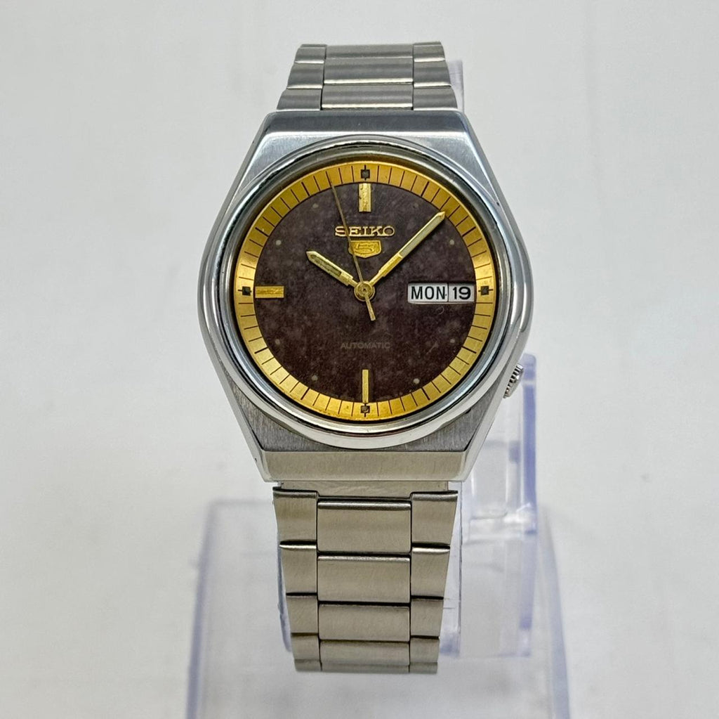 Vintage Seiko 5 Automatic Watch 17 Jewels Brown Dial Day-Date Japan Made.