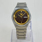 Vintage Seiko 5 Automatic Watch 17 Jewels Brown Dial Day-Date Japan Made.
