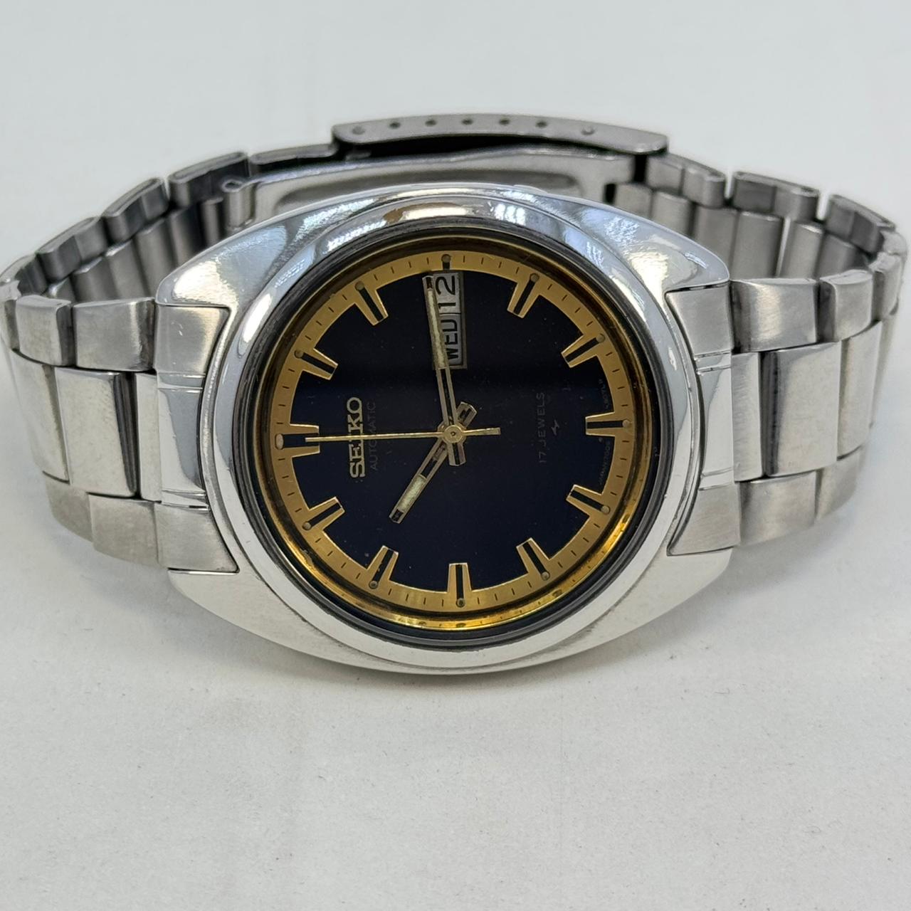 Vintage Men's Watch Seiko 5 Automatic Brown Dial Day-Date Original Japan Made