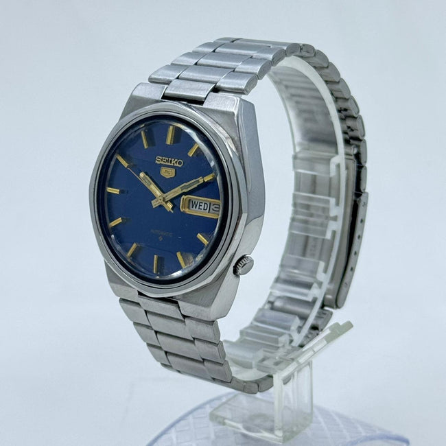 Seiko 5 - 6309-8170 Automatic Men's Watch 17 Blue Dial Japan Made Rare Vintage Hover Image