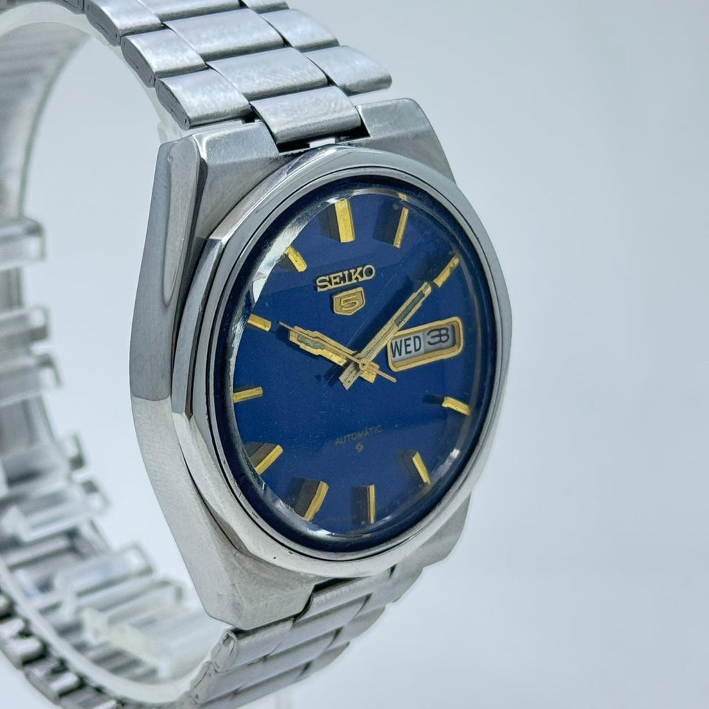 Seiko 5 - 6309-8170 Automatic Men's Watch 17 Blue Dial Japan Made Rare Vintage