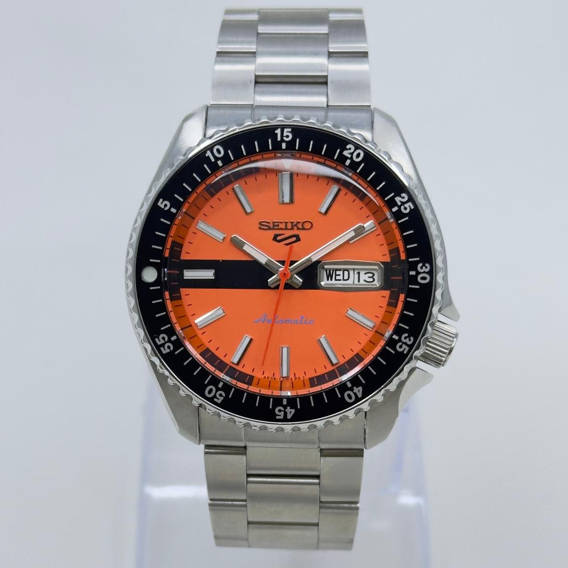 Seiko 5 Sports Diver Mod: Orange Dial Automatic Stainless Steel Watch