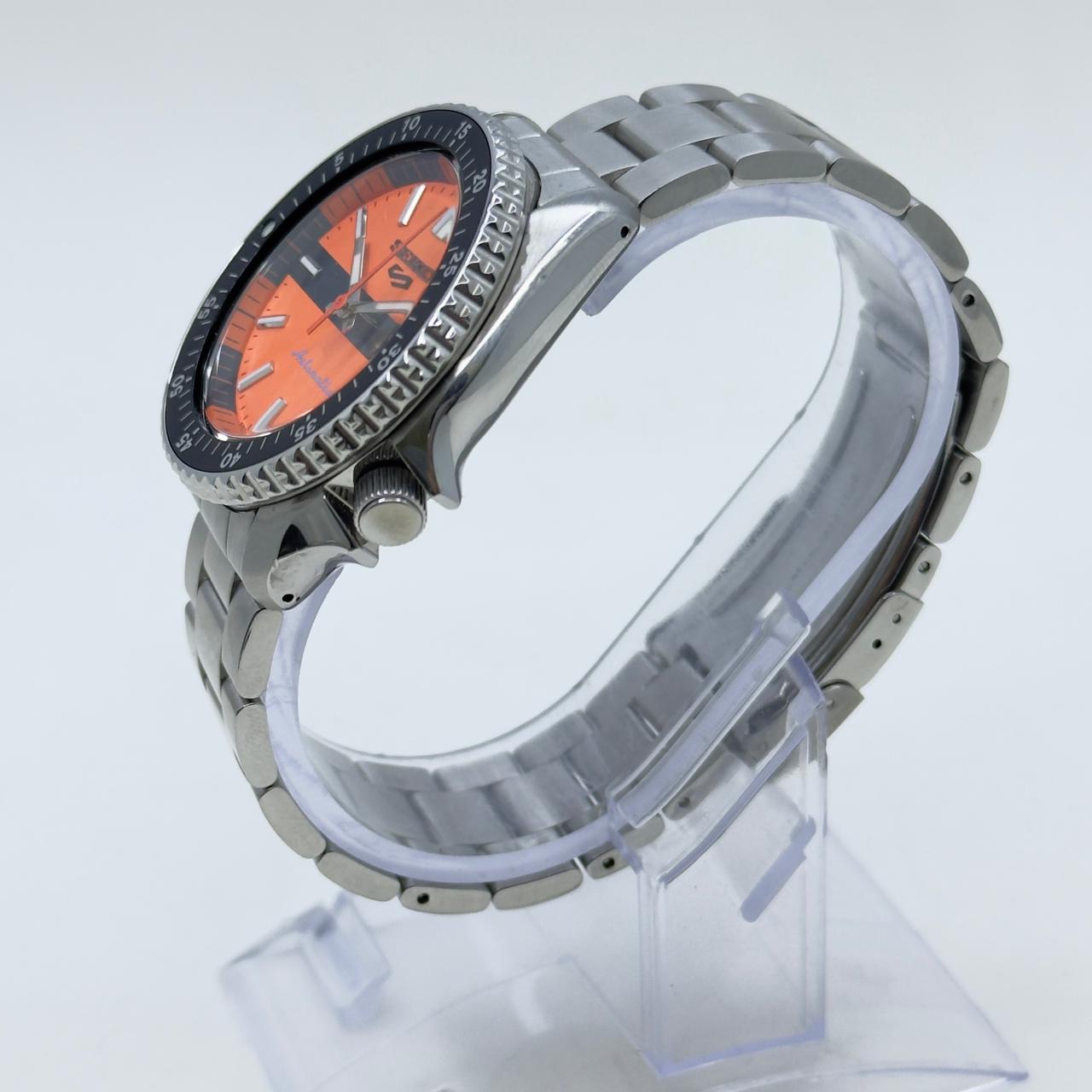Seiko 5 Sports Diver Mod: Orange Dial Automatic Stainless Steel Watch