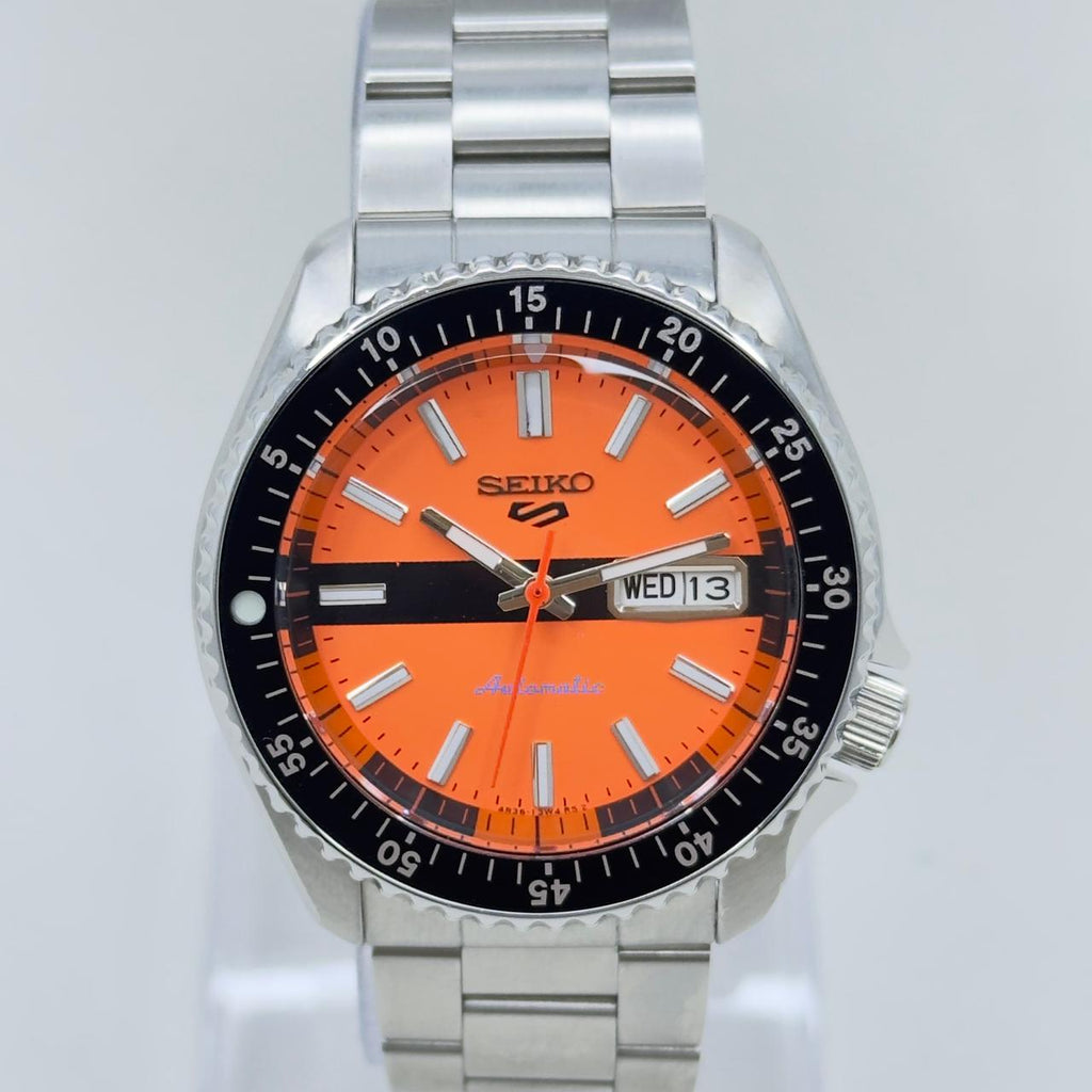 Seiko 5 Sports Diver Mod: Orange Dial Automatic Stainless Steel Watch