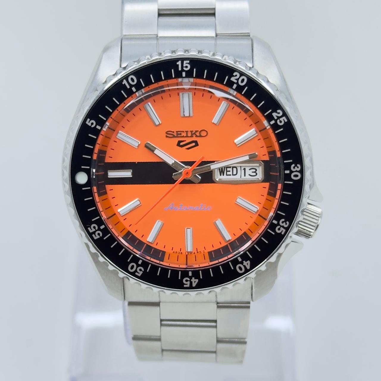 Seiko 5 Sports Diver Mod: Orange Dial Automatic Stainless Steel Watch