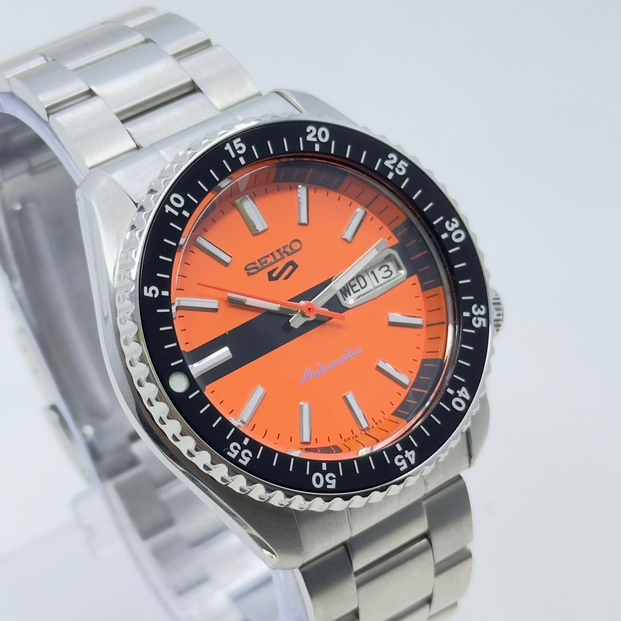 Seiko 5 Sports Diver Mod: Orange Dial Automatic Stainless Steel Watch