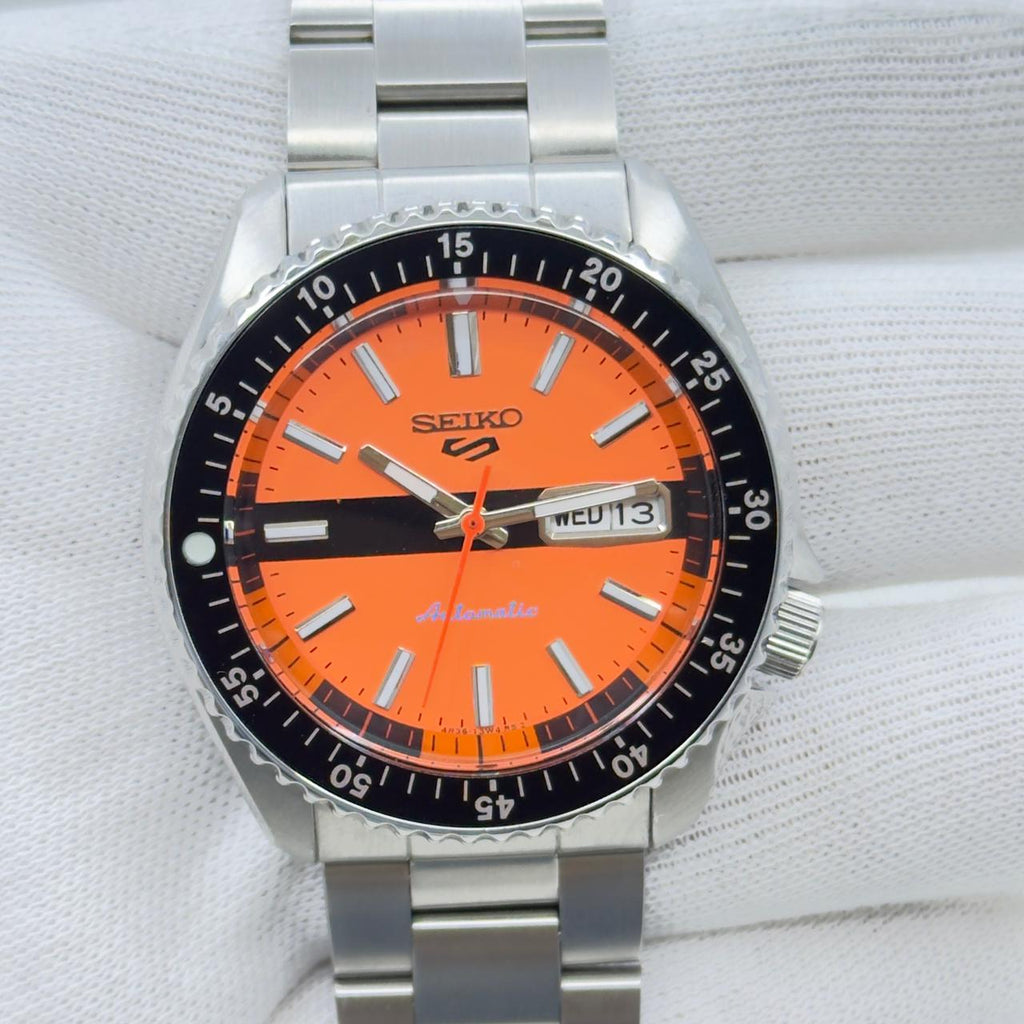 Seiko 5 Sports Diver Mod: Orange Dial Automatic Stainless Steel Watch