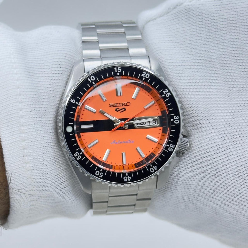 Seiko 5 Sports Diver Mod: Orange Dial Automatic Stainless Steel Watch