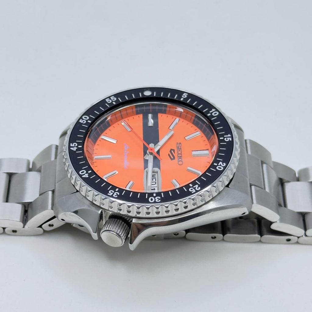 Seiko 5 Sports Diver Mod: Orange Dial Automatic Stainless Steel Watch