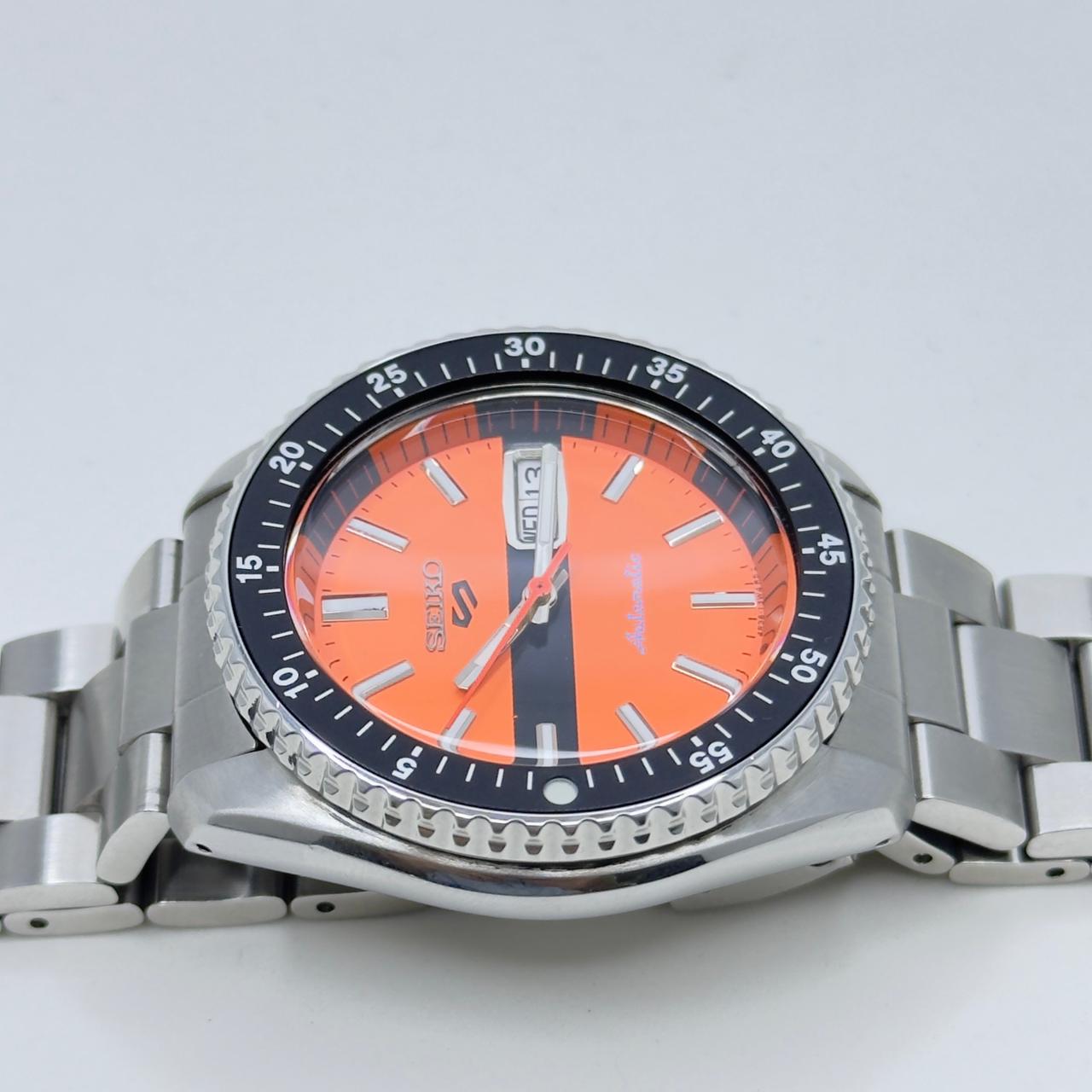Seiko 5 Sports Diver Mod: Orange Dial Automatic Stainless Steel Watch