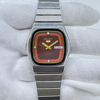 Vintage Seiko 5 Automatic Watch 23 Jewels Maroon Dial Day-Date Japan Made