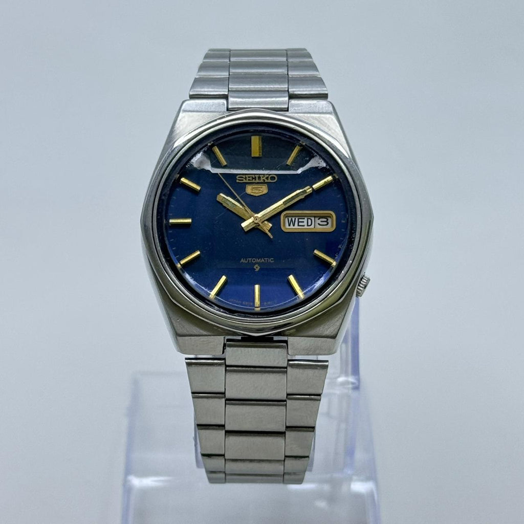 Seiko 5 - 6309-8170 Automatic Men's Watch 17 Blue Dial Japan Made Rare Vintage