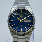 Seiko 5 - 6309-8170 Automatic Men's Watch 17 Blue Dial Japan Made Rare Vintage