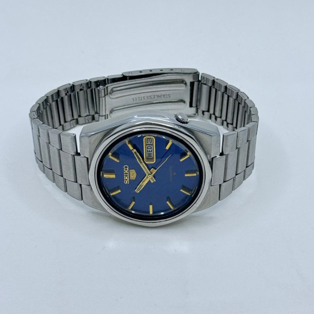 Seiko 5 - 6309-8170 Automatic Men's Watch 17 Blue Dial Japan Made Rare Vintage