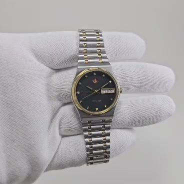 Vintage Rado Voyager Black Diamond Dial Two-Tone Rare Automatic Watch, Swiss