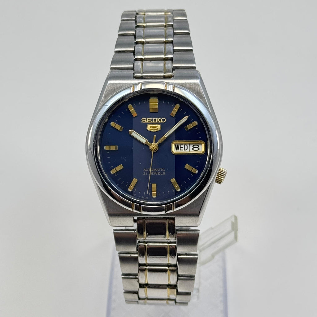 Seiko 5 Automatic Blue Dial 21 Jewels Vintage Men’s Watch 36mm Japan Made