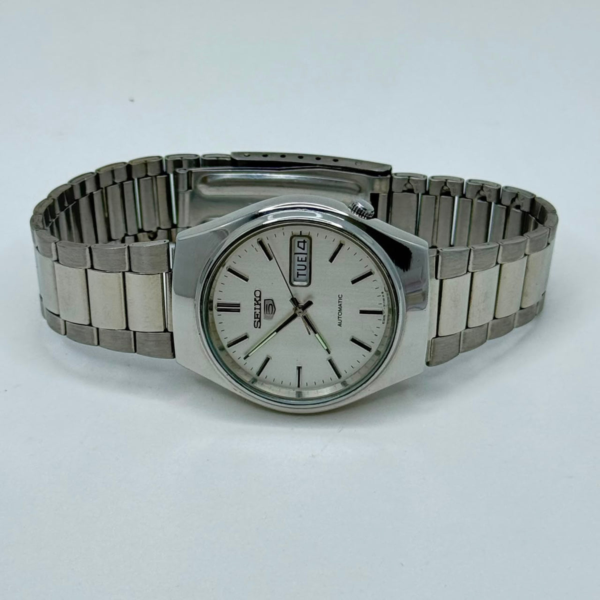 Vintage Seiko 5 Automatic Watch White Dial 17 Jewels Jpn