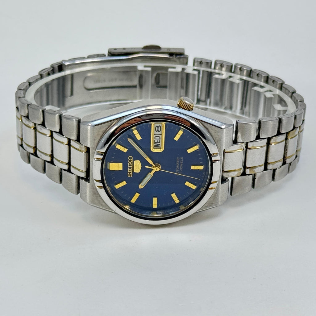 Seiko 5 Automatic Blue Dial 21 Jewels Vintage Men’s Watch 36mm Japan Made