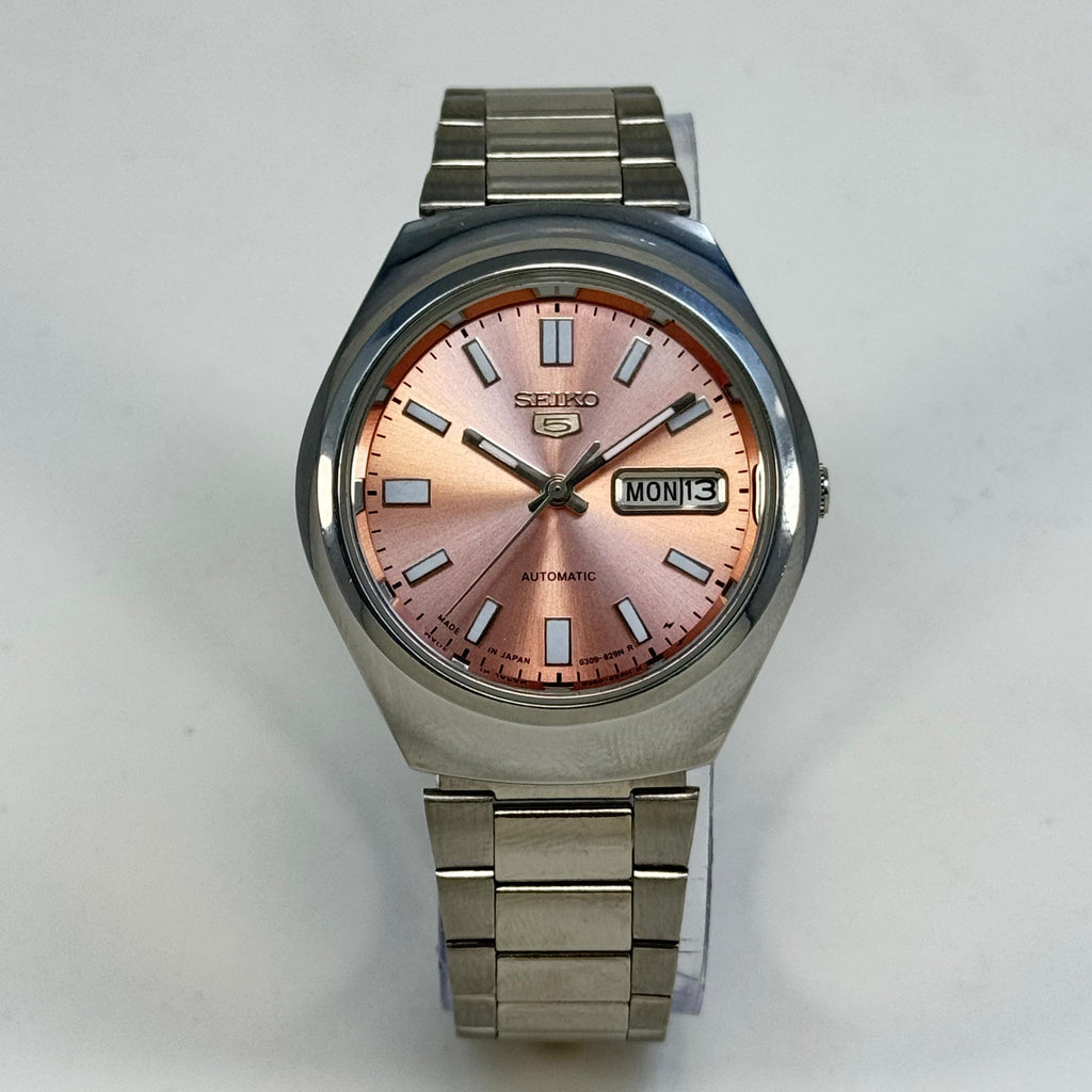 Seiko 5 - Custom Vintage Style Automatic Mens Watch 6309  Salmon Sunburst Dial