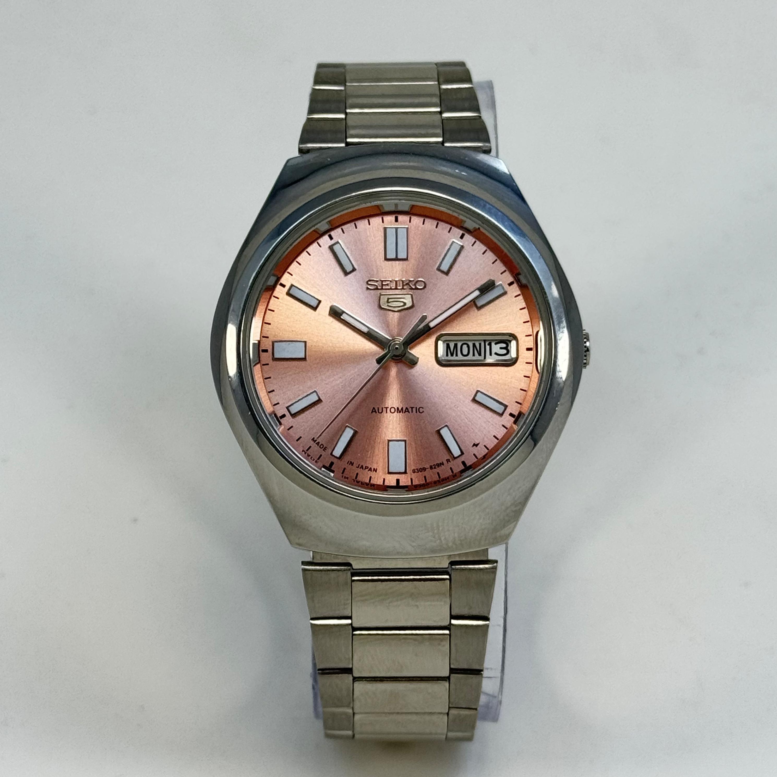 Seiko 5 - Custom Vintage Style Automatic Mens Watch 6309  Salmon Sunburst Dial