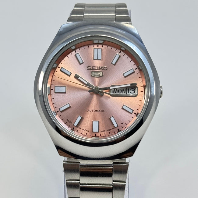 Seiko 5 - Custom Vintage Style Automatic Mens Watch 6309  Salmon Sunburst Dial Main Image
