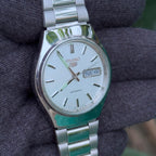 Vintage Seiko 5 Automatic Watch White Dial 17 Jewels Jpn
