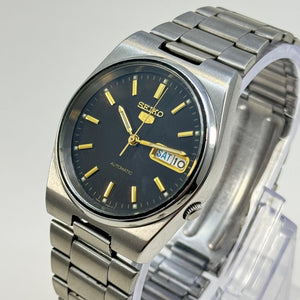 Seiko 5 Automatic Men's Watch Black Dial Vintage Style 36mm Day-Date Japan