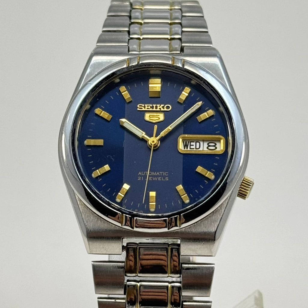 Seiko 5 Automatic Blue Dial 21 Jewels Vintage Men’s Watch 36mm Japan Made