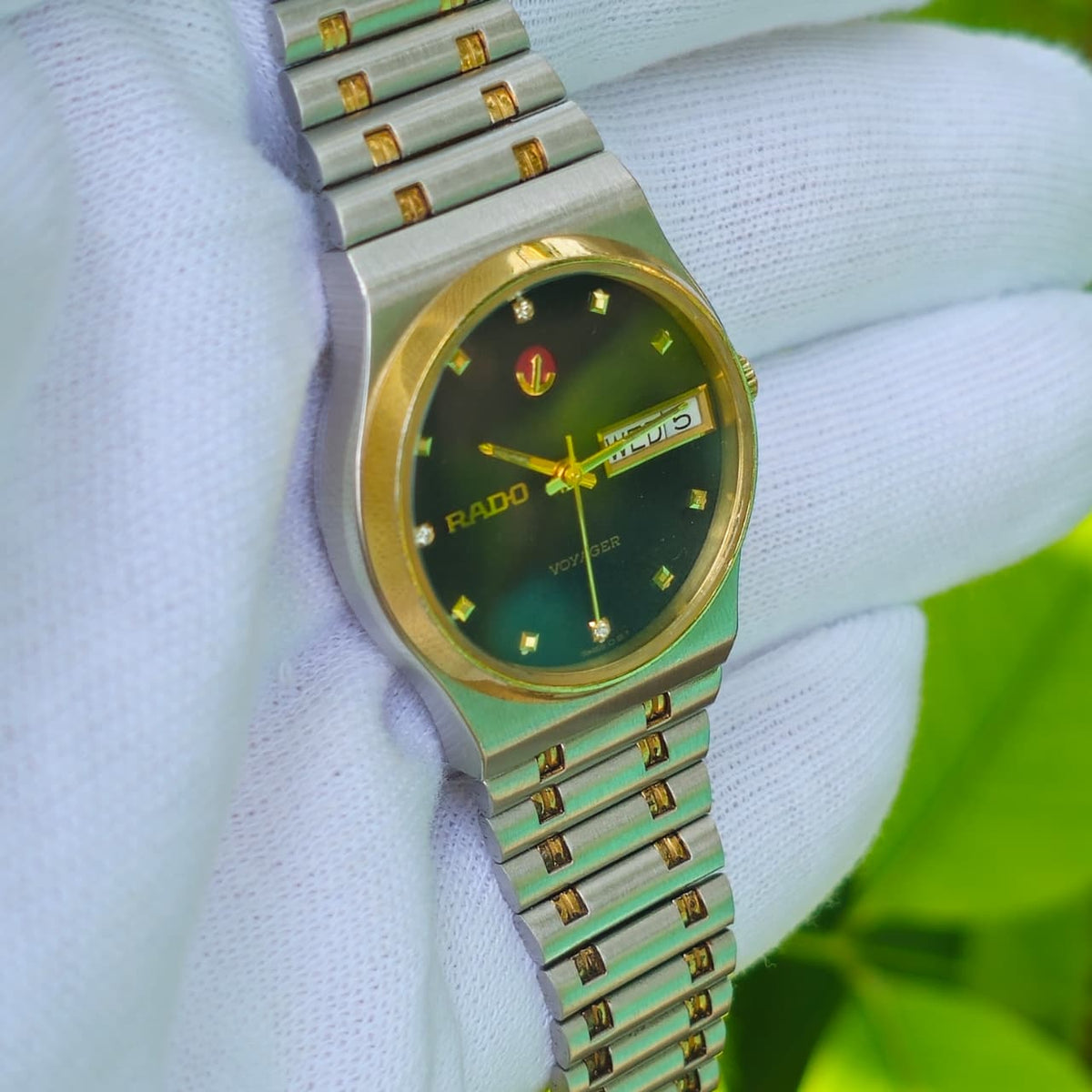 Vintage Rado Voyager Black Diamond Dial Two-Tone Rare Automatic Watch, Swiss