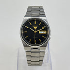 Seiko 5 Automatic Men's Watch Black Dial Vintage Style 36mm Day-Date Japan