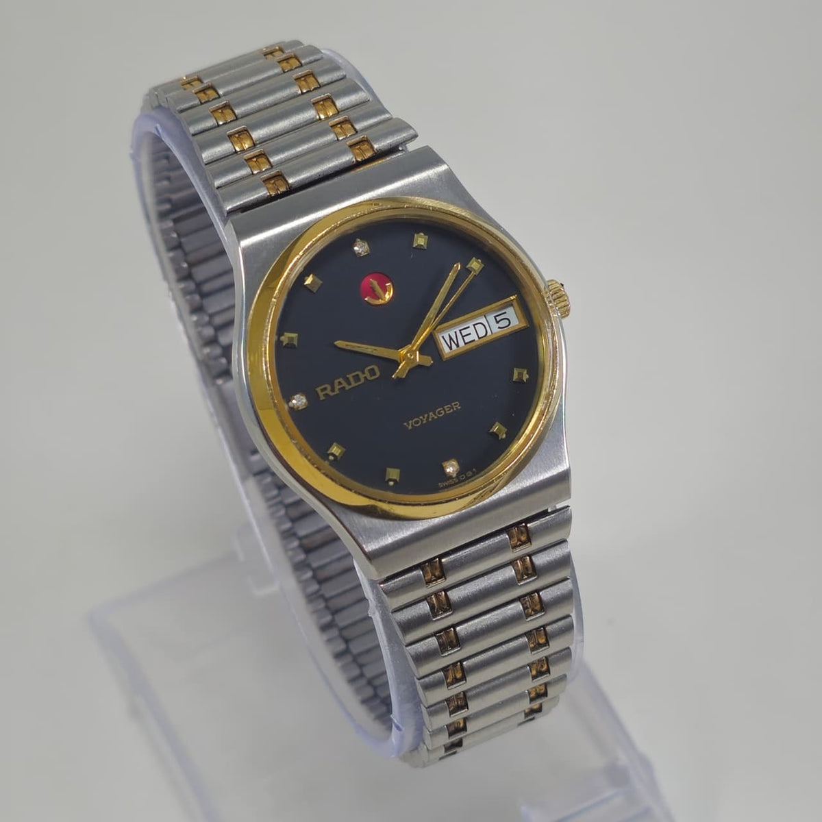 Vintage Rado Voyager Black Diamond Dial Two-Tone Rare Automatic Watch, Swiss