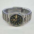 Seiko 5 Automatic Men's Watch Black Dial Vintage Style 36mm Day-Date Japan