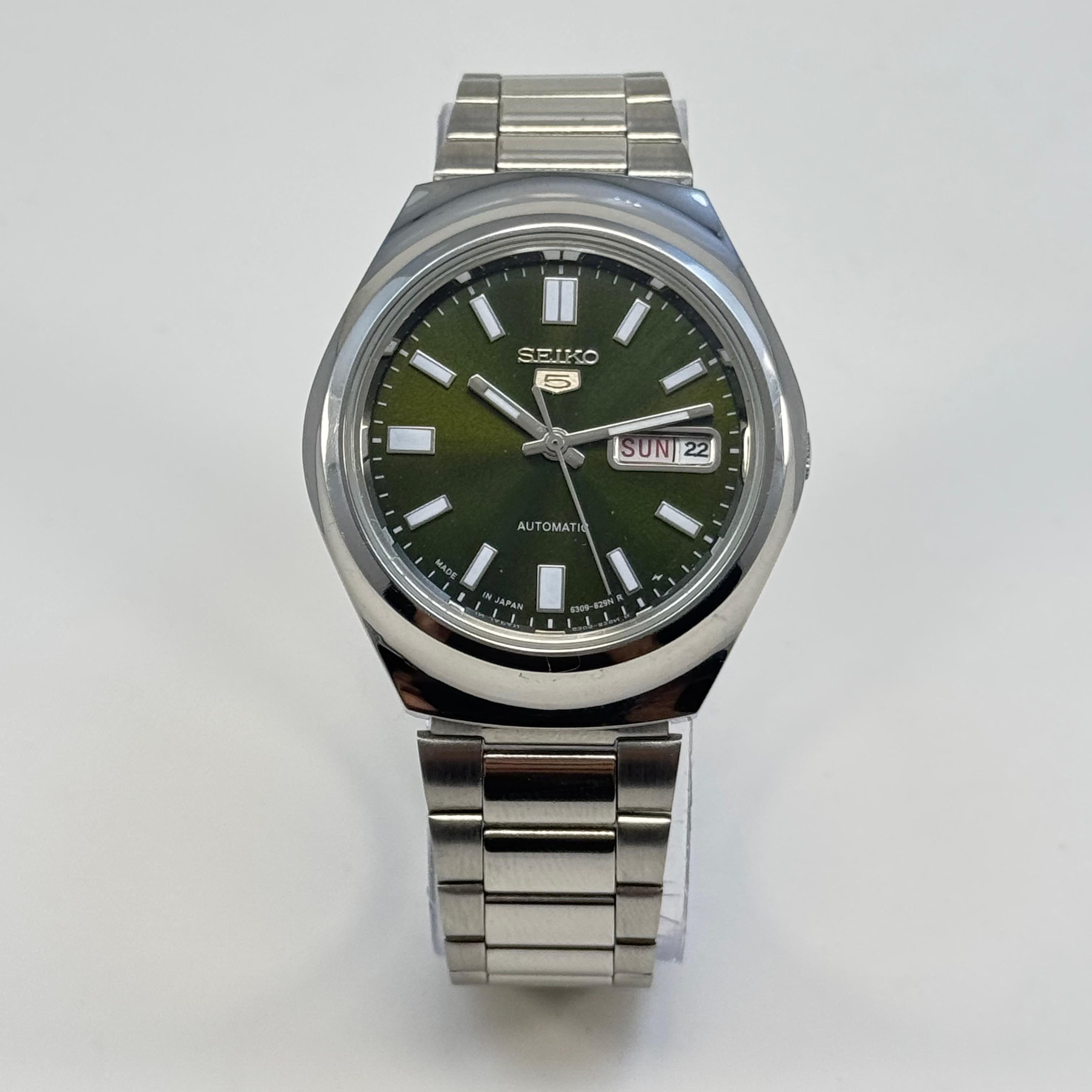 Seiko 5 - Custom Vintage Style Automatic Mens Watch 6309 Olive Green
